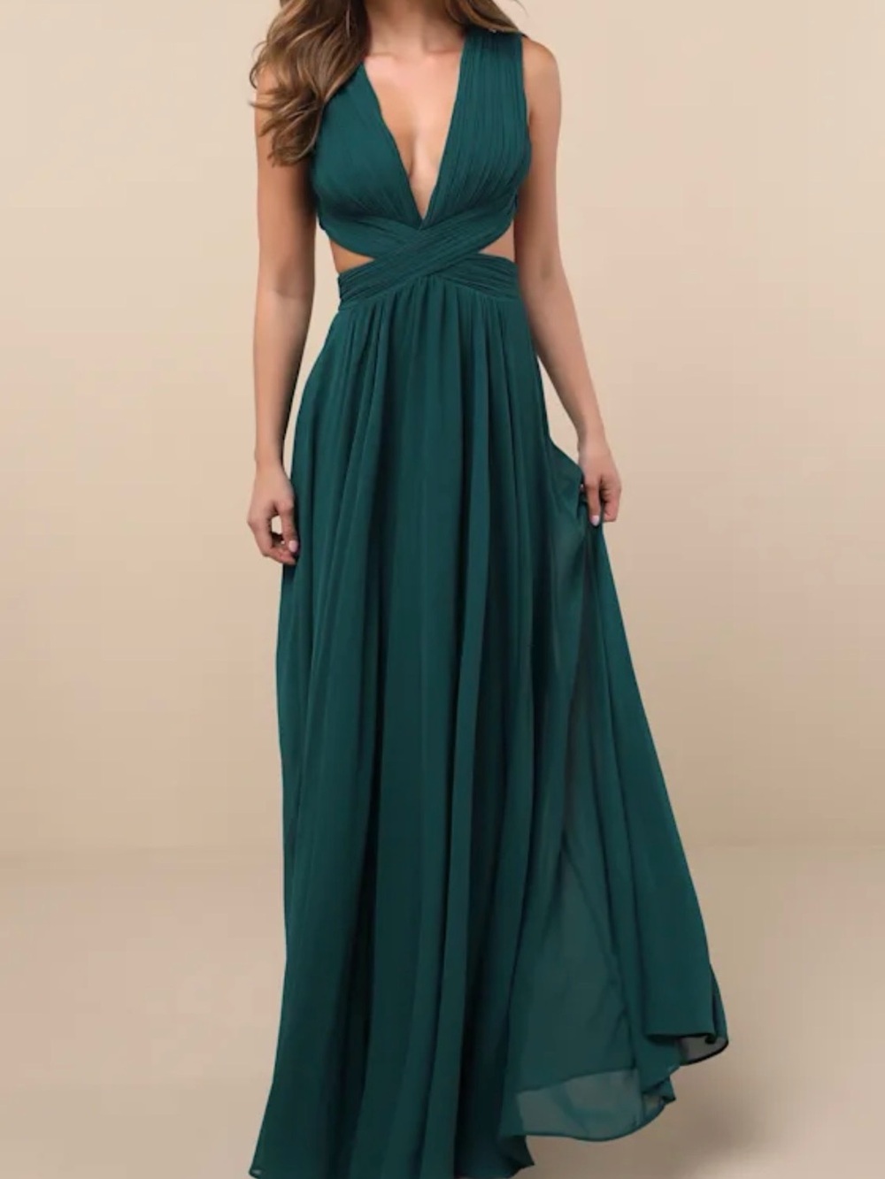 Lulus Vivid Imagination Emerald Green Cutout 
Maxi dress